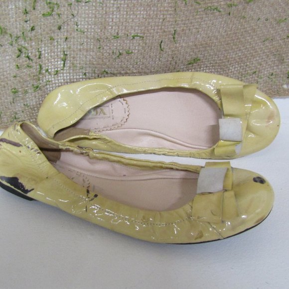 Prada Shoes - PRADA FLAT IVORY PATENT LEATHER SHOES 37 US 6.5
